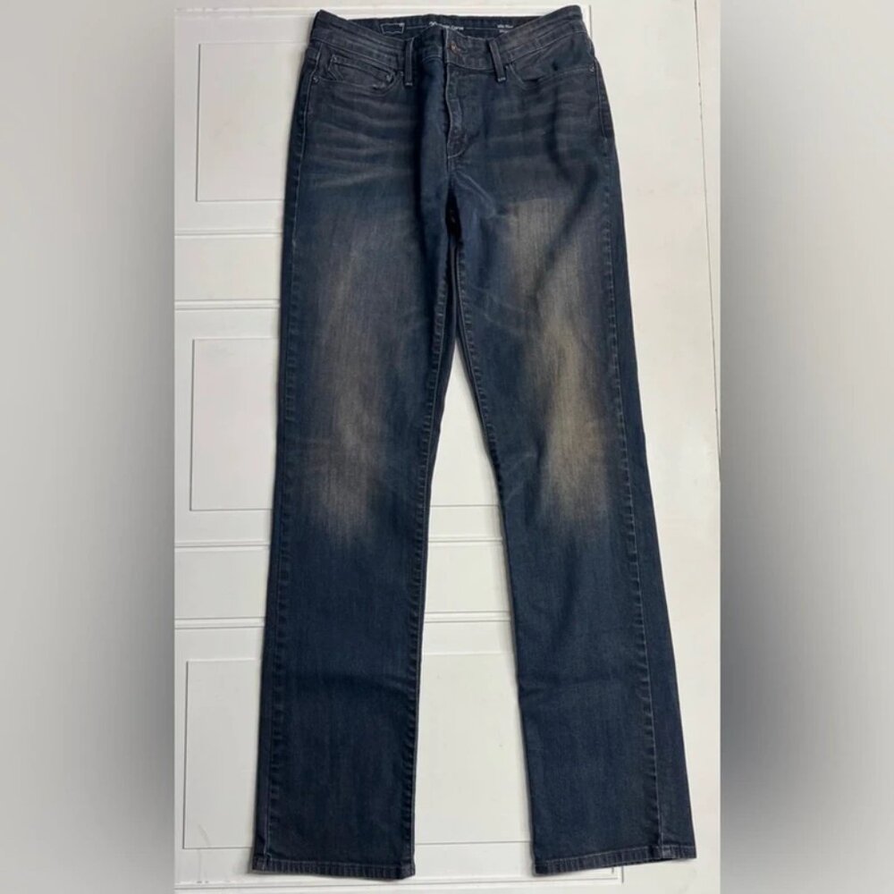 Levi's Demi Curve Cut Mid Rise Straight Stretch Jeans Blue Dark Wash Denim 29x34